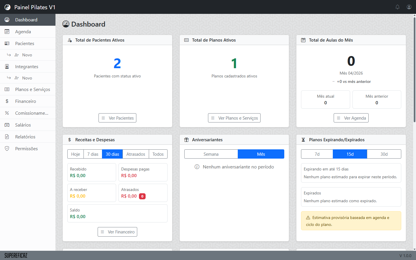 Interface Principal do Supereficaz